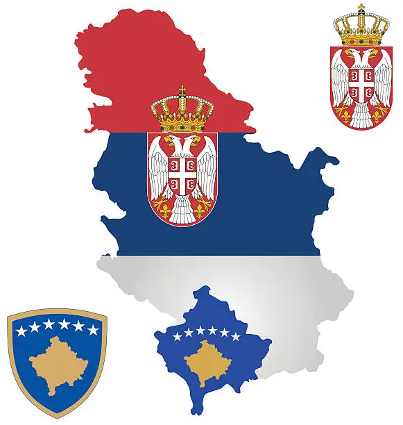 Vector illustration of Serbia and Kosovo Flag