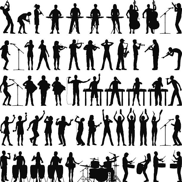 Highly Detailed Musicians Excellent value file: highly detailed musician silhouettes. musician stock illustrations
