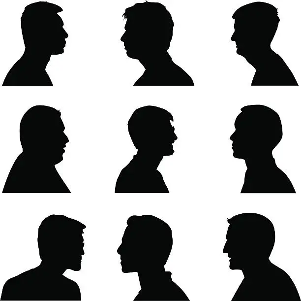 Vector illustration of Men Silhouette Profiles