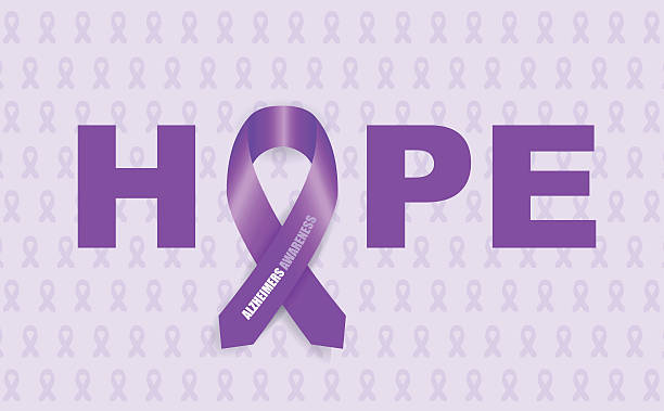 alzheimers ленты - purple ribbon alzheimers disease alertness stock illustrations