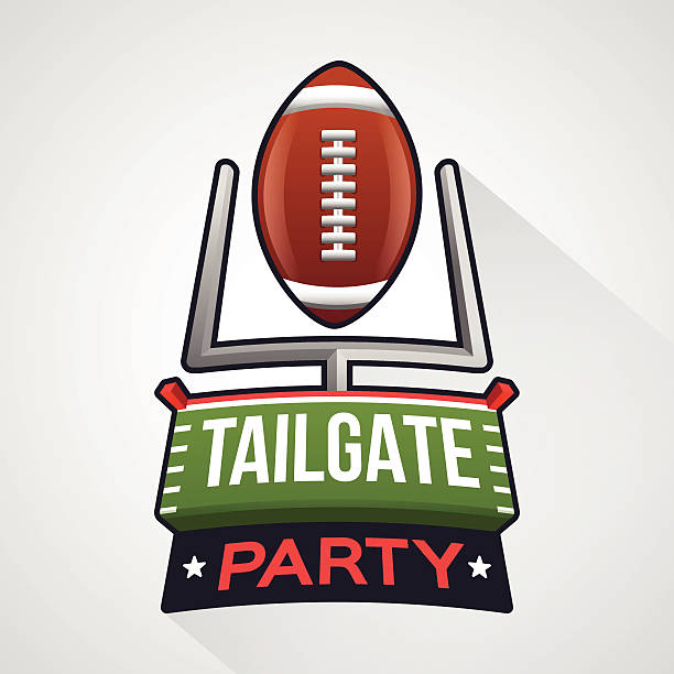 Football Tailgate Party Football tailgate party badge concept with endzone and uprights. EPS 10 file. Transparency effects used on highlight elements. tail gate stock illustrations