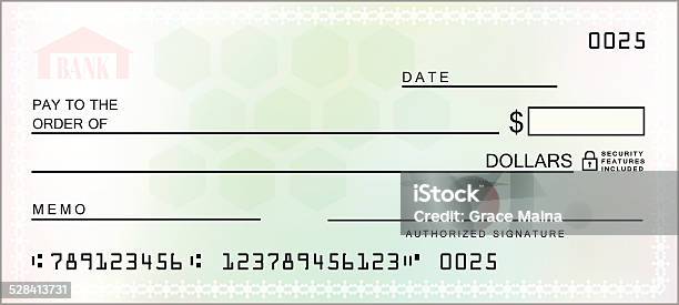 Multicolored Blank Check Vector向量圖形及更多支票圖片 - 支票, 帳單, 模板