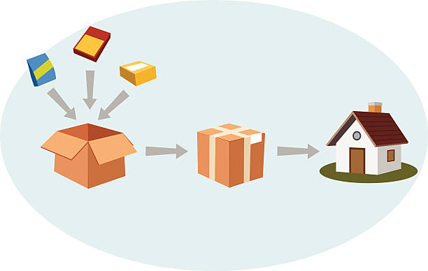 Packing & shipping vector art illustration