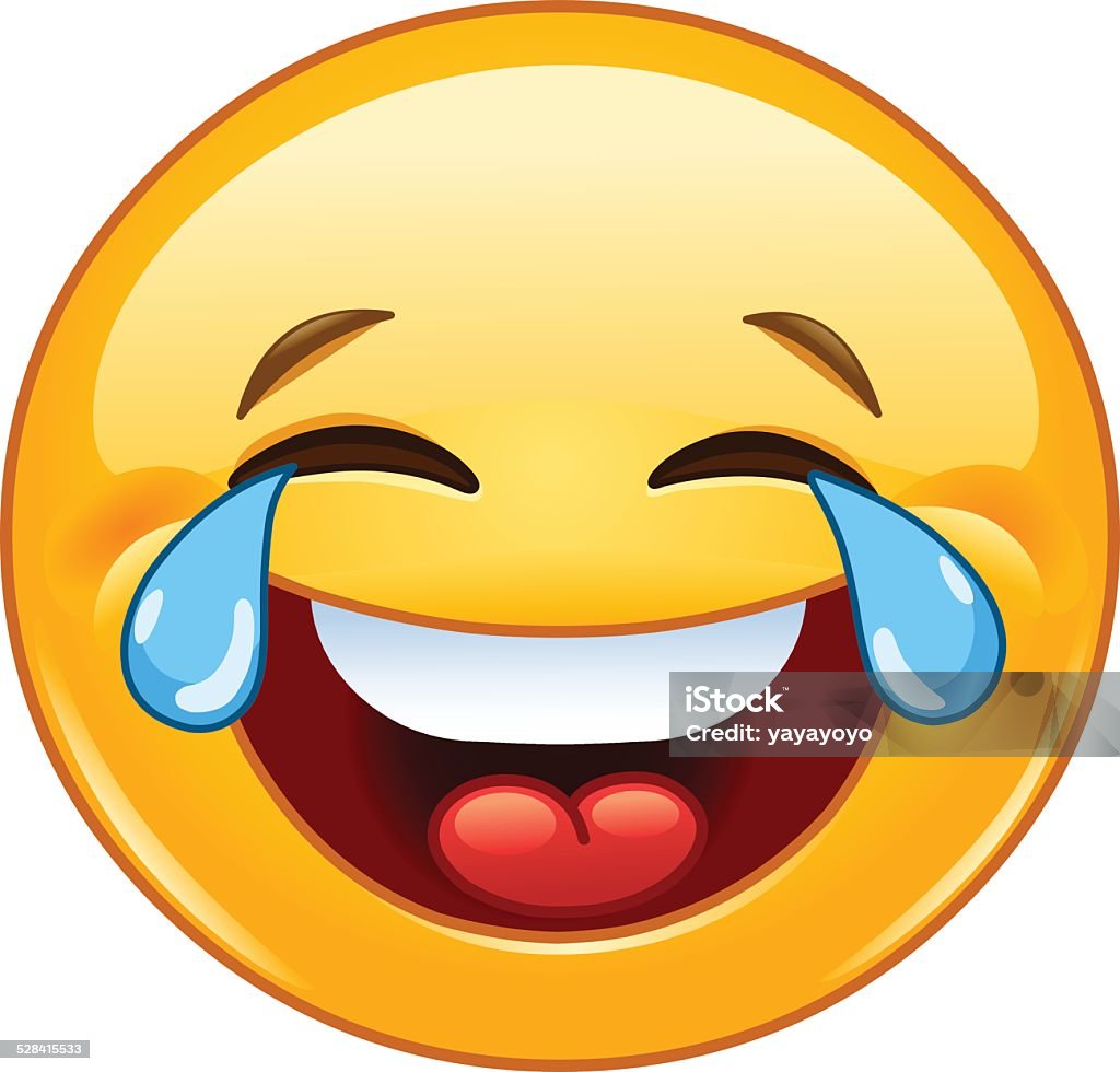 Emoticon with tears of joy Laughing emoticon with tears of joy Laughing stock vector