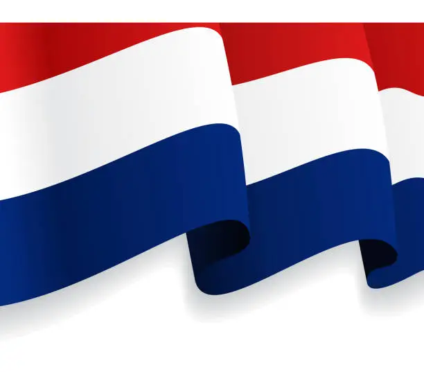 Vector illustration of Background with waving Dutch Flag. Vector