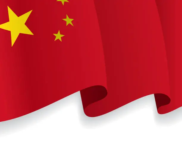 Vector illustration of Background with waving Chinese Flag. Vector
