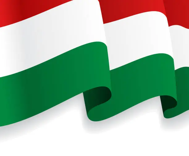 Vector illustration of Background with waving Hungarian Flag. Vector