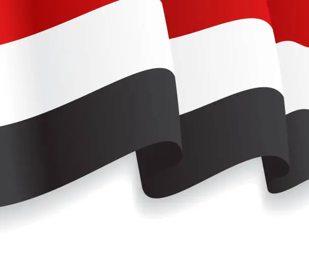 Vector illustration of Background with waving Yemen Flag. Vector
