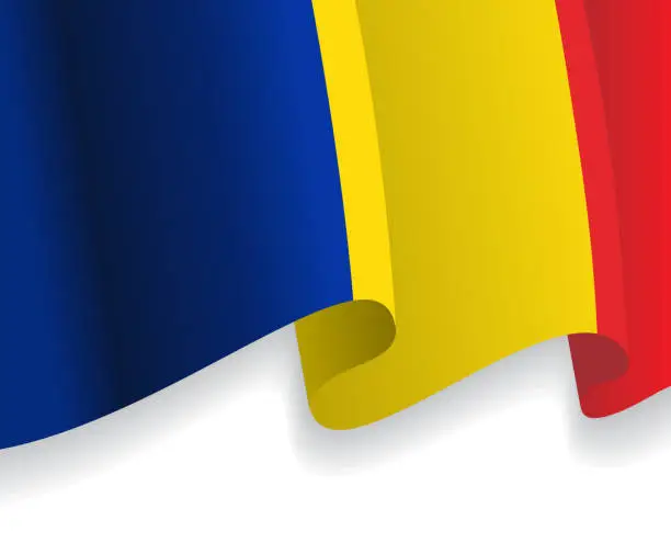 Vector illustration of Background with waving Romanian Flag. Vector