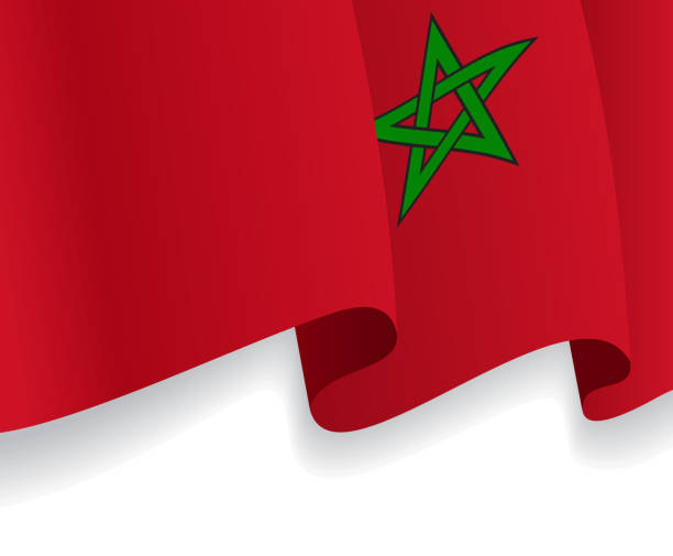 Background with waving Moroccan Flag. Vector Background with waving Moroccan Flag. Vector illustration moroccan flag pictures stock illustrations