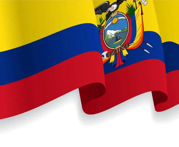 Vector illustration of Background with waving Ecuadorian Flag. Vector