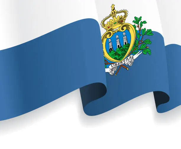 Vector illustration of Background with waving San Marino Flag. Vector