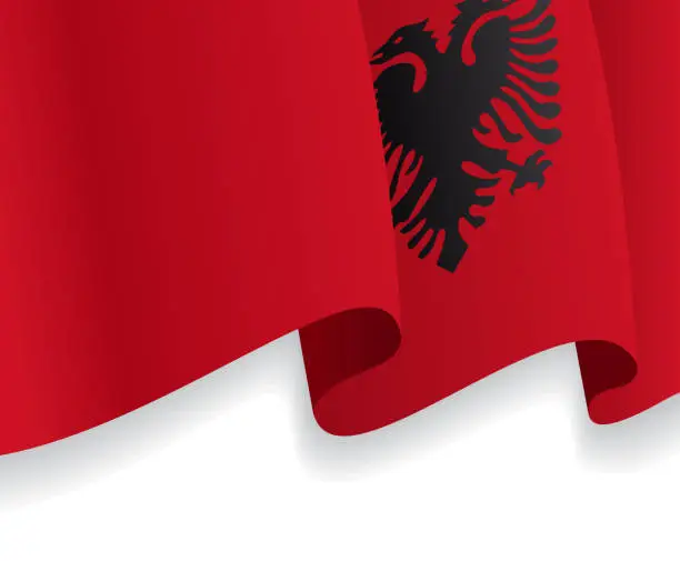 Vector illustration of Background with waving Albanian Flag. Vector