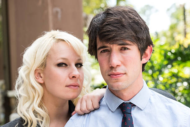 istock Serious young caucasian couple 528417025