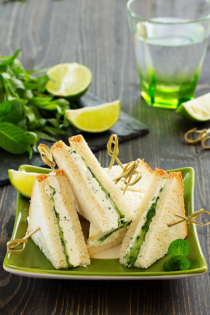 istock Vegetarian sandwich with cucumber and cream cheese. 528417560