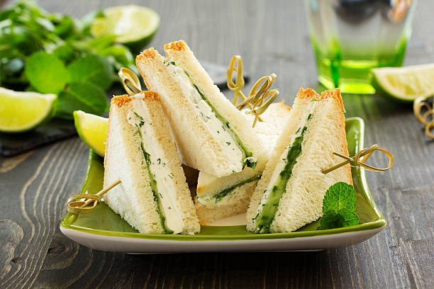 istock Vegetarian sandwich with cucumber and cream cheese. 528417620