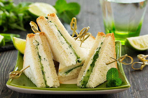 istock Vegetarian sandwich with cucumber and cream cheese. 528417682