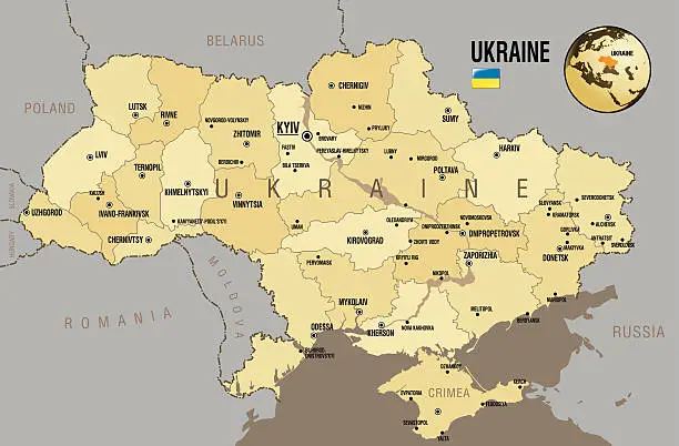 Vector illustration of Map of Ukraine