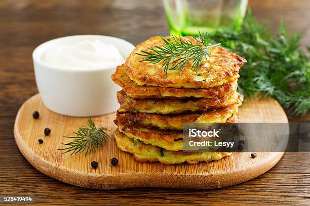 Vegetable Fritters Of Zucchini Stock Photo - Download Image Now - Zucchini, Fritter, Crêpe - Pancake