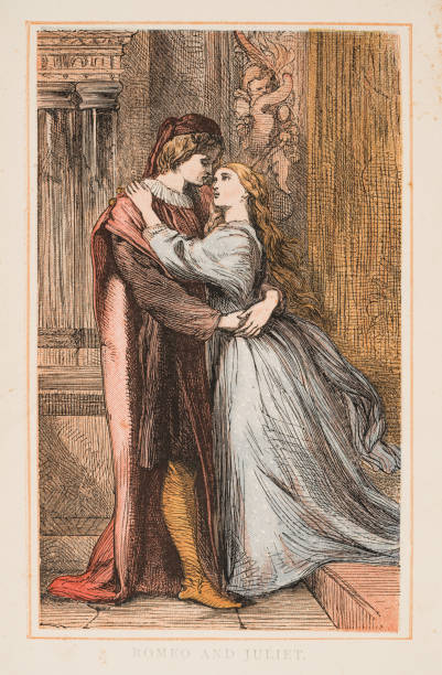 ilustrações, clipart, desenhos animados e ícones de romeu e julieta de shakespeare estampa em 1870 - william shakespeare