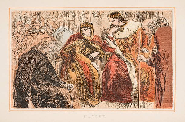 illustrazioni stock, clip art, cartoni animati e icone di tendenza di amleto di shakespeare incisa 1870 - amleto