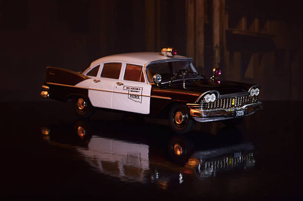 Wodynie, Poland - March 28, 2016: Plymouth Savoy die-cast collection model. This model in original scale was popular vehicle in American police in 50s. The large and majestic limousines from American brands was used to patrols on the streets and highways in the U.S.