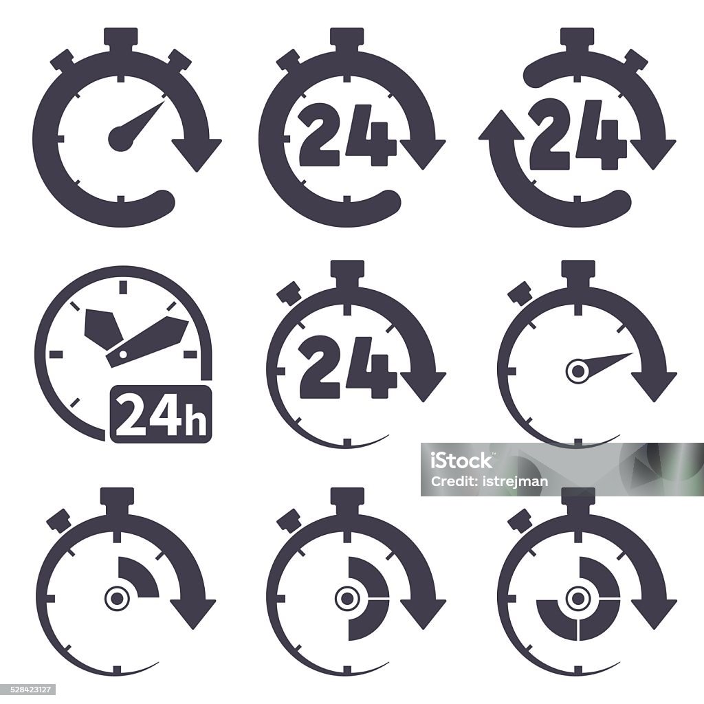 Clock set Set of icons of  clocks on white background 20-24 Years stock vector