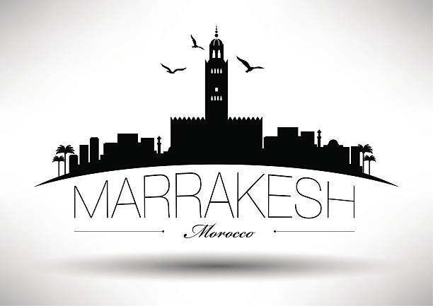 Marrakesh Skyline with Typography Design Marrakesh Skyline with Typography Design marrakech stock illustrations