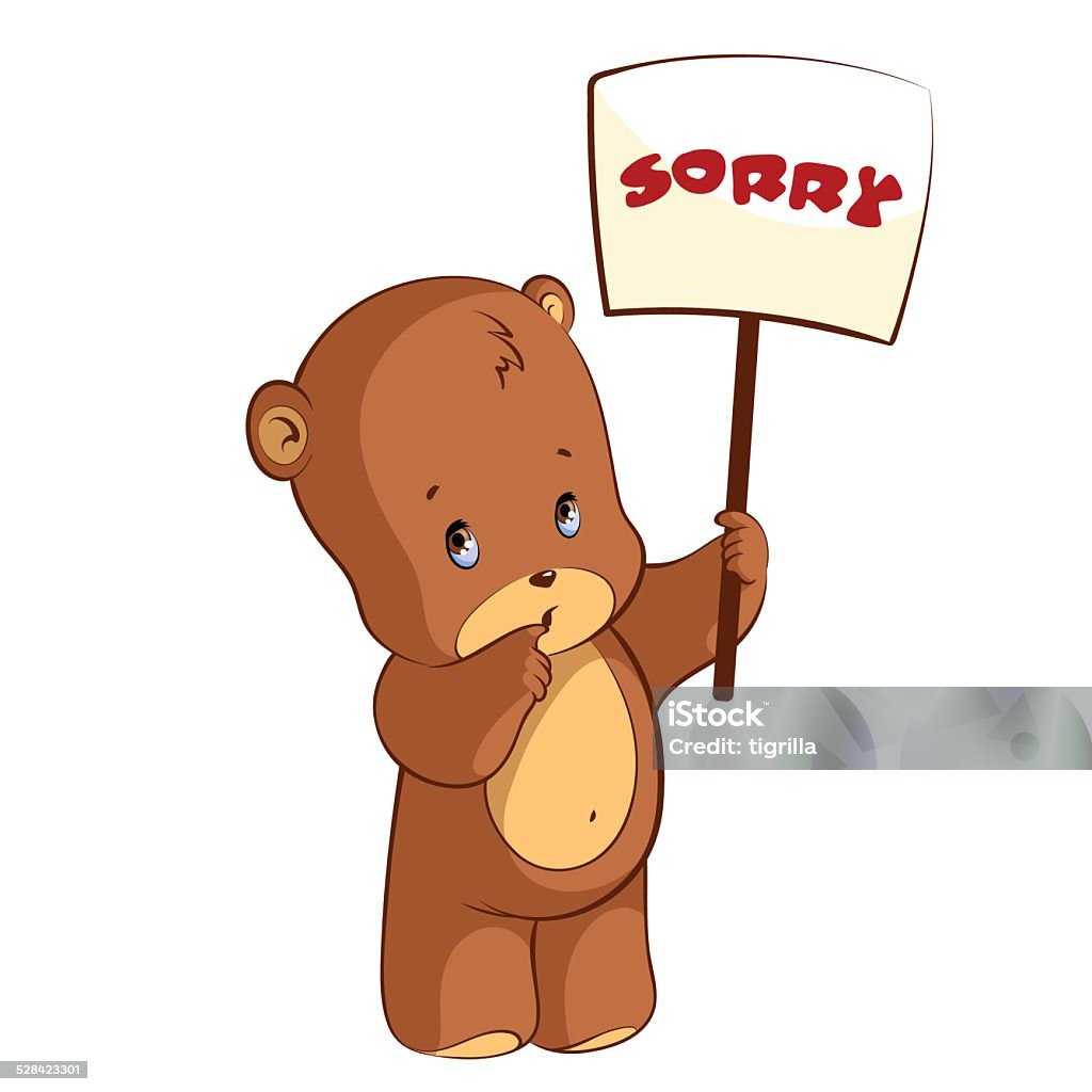 Cute Teddy Bear With A Sign Sorry Stock Illustration - Download ...