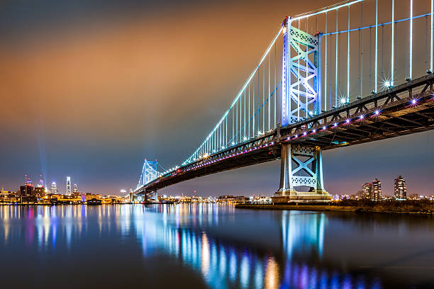 istock Ben Franklin Bridge and Philadelphia skyline by night 528423489
