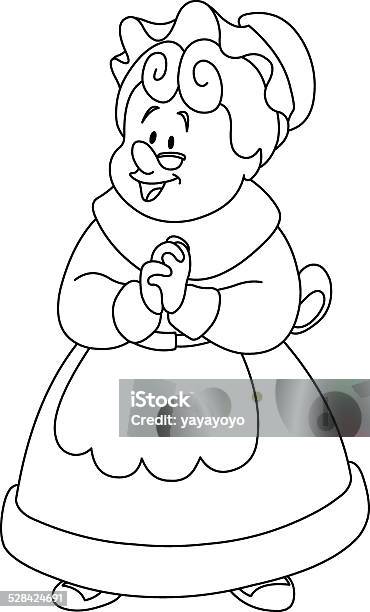 Outlined Mrs Claus Stock Illustration - Download Image Now - Senior Women, Coloring Book Page - Illlustration Technique, Mrs Claus