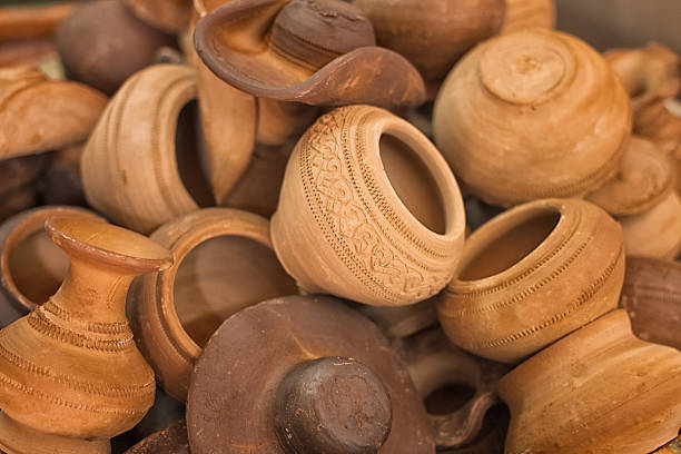 istock Pile of pottery jar in Thailand 528425329