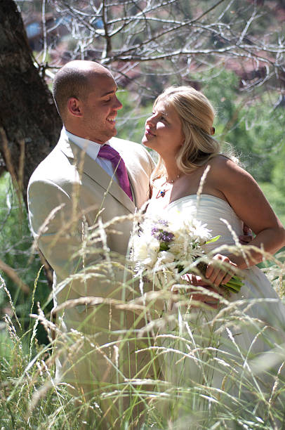 istock Bride and Groom Embrace 528425939