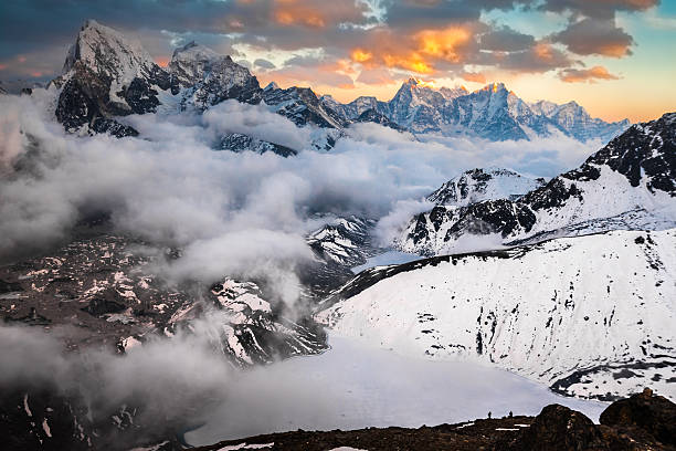 istock Beautiful mountain landscape at sunset. Himalayas. Nepal 528426413