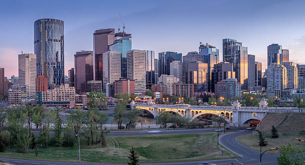 istock buildings in Calgary Canada at dusk 528427048