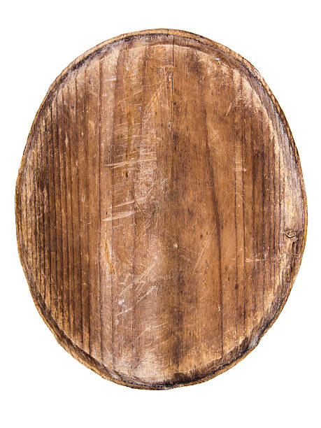 istock old oval wooden tablet isolated on white background 528427893