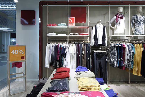 istock brand new interior of cloth store 528429597