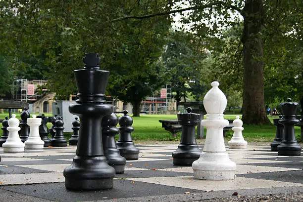Chess pieces outside in the park