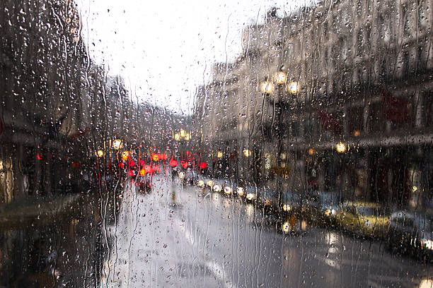 London traffic in a rainy day