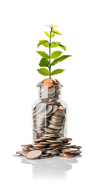 istock Glass jars with coins, savings concept 528433320