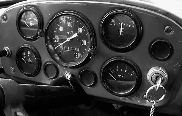 Photo of Dashboard in an old truck