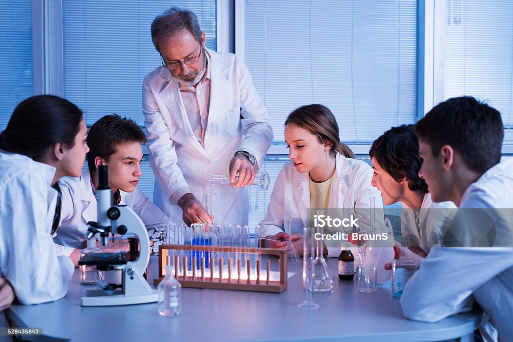 Senior Teacher Teaching Chemistry To Group Of High School Students Stock  Photo - Download Image Now - iStock