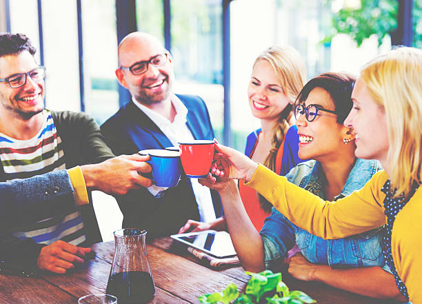 istock Group of People Cheers Coffee Break Concept 528436624