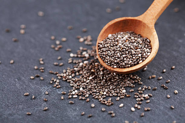 istock Chia seeds in wooden spoon 528437640