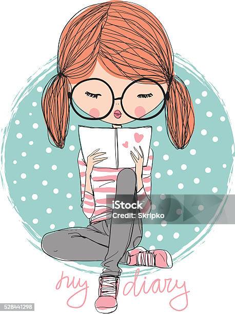 Girl With Book Stock Illustration - Download Image Now - Adult, Backgrounds, Beautiful People