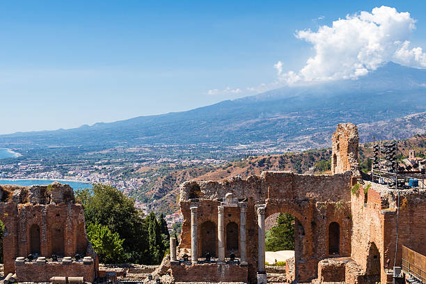 istock Greek theater in Taormina and Etna Mont 528441457