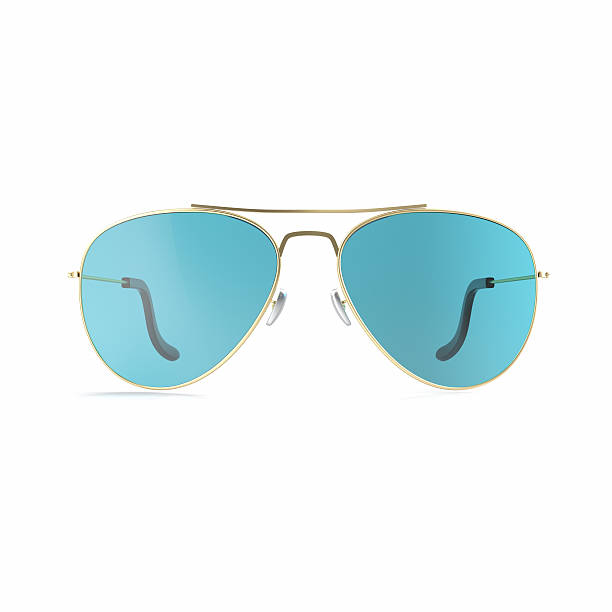 istock Sunglasses blue glasses isolated on white background. 3d ilustration 528441542