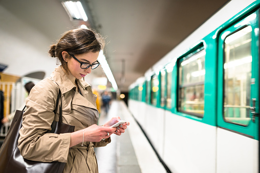 waiting the train in paris subway station