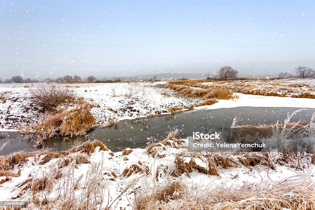 Winter landscape Agricultural Field Stock Photo