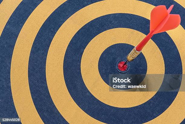 Dart Target With Arrow On Bullseye Stock Photo - Download Image Now - Efficiency, Solution, Sports Target